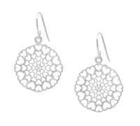 Silverly Women's 925 Sterling Silver Satin Finish Kaleidoscope Heart Circle Dangle Earrings