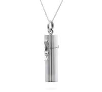 Silverly Women's Men's 925 Sterling Silver Pill Holder Vial Case Urn Capsule Chain Pendant, 46 cm