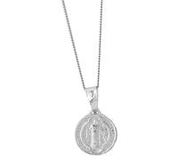 Silverly Women's Men's 925 Sterling Silver Round Saint St Benedict Medal Pendant Necklace, 18"