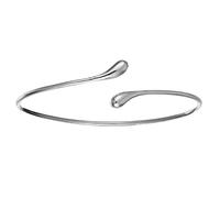 Silverly Wraparound Open Bangle Bracelet for Women in 925 Sterling Silver - Simple Teardrop Torque Style Adjustable Bangle - Minimalist Thin Tube Design - Contemporary Everyday Jewellery for Layering