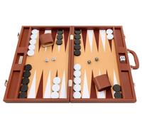 Silverman & Co. 19-inch Premium Backgammon Set - Desert Brown Board - 2 Players - Adult