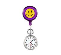 Silverora Nurse's Watch with Clip Nurse Watches Cartoon Smile Face Nurse Watch Watch for Clip-on Care Watch Doctor Watch Colourful, purple