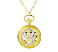 Silverora Pocket Watch Vintage Watches Unisex: Retro Men Women Analogue Quartz Watch with Chain Skeleton Hollow Horses Owl Decoration Chain Watch with Arabic Numeral Scale Gifts for Women Men, Gold