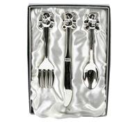 Silverplated Knife, Fork & Spoon Set with Teddy Tops *(96/24)