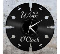 Silver's Art Its Wine O'clock Vinyl Wall Clock Unique Gift for Friends Home Room Decoration Vintage Design Office Bar Room Home Decor