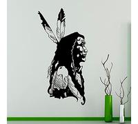 Silver's Art Native American Chief Wall Vinyl Decal American Indian Vinyl Sticker Wildlife Home Interior Bedroom Removable Decor 57x110cm