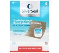 SilverSeal Burn and Wound Dressing | Hydrogel Pads with X-Static Silver | Soothing, Moist & Protective | Burns, Cuts & Wounds | 4 Sterile Dressings