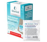 SilverSeal Burn & Wound Dressing Hydrogel Pads with X-Static Silver Soothing, Moist and Protective 2" x 3" Sterile Dressings, Pack of 6