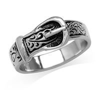 Silvershake 925 Sterling Silver Belt Buckle Ring, 5.5 UK, Metal,
