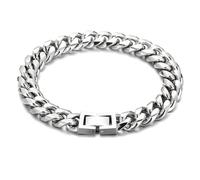 Silverso Cuban Link Bracelet for Men, 10mm Stainless Steel, Smooth Exquisite Casual Cuba Mens Cuff Jewelry Gift, 8.2 in, Stainless Steel, no gemstone