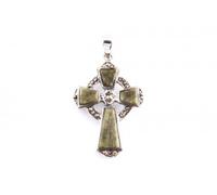 Silverspirit Jewellery Connemara Marble and Marcasite stone set Silver Cross Pendant