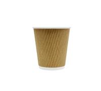 SilverStar 100 x 8oz Disposable Ripple Kraft Triple Walled Paper Brown Cups (for Tea, Coffee, Cappuccino Hot Drinks, Takeaway & More)