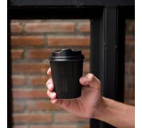 SilverStar G&S Packing UK Ltd - 8oz Disposable Kraft Paper Cups for Hot and Cold Drinks, Triple Walled Ripple Cups (Black, 25)