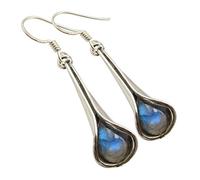 SilverStarJewel Sterling Silver Rainbow Moonstone Earrings 4.3 cm Stone Jewelry