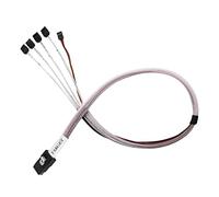 Silverstone CPS03-RE 36-pin Mini-SAS SFF-8087 (Target) to SATA 7-pin (Host) with sideband Cable, 0.5 Meters, SST-CPS03-RE