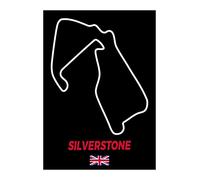 Silverstone F1 track poster - Great British Grand Prix track wall art (Black, A3)