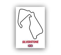 Silverstone F1 track poster - Great British Grand Prix track wall art (White, A3)