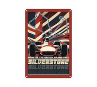Silverstone Metal Wall Sign - Grand Prix Racing - Retro Metal Home Decor Gift for Car Lovers 28cm x 20cm