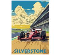 SILVERSTONE - Retro Formula 1 Poster A4 Size Vintage Car Racing Wall Art Gift for Men Office Garage Decor for F1 and Motorsport Lovers
