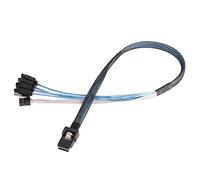 SilverStone SST-CPS03-RE - Reversed Cable - Internal Mini SAS SFF-8087 36pin to 4 SATA 7pin Thick Shielded Cable (with Sideband), Mini SAS Target to 4 SATA Host, 0.5M