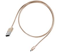 SilverStone SST-CPU02G - Reversible USB Cable, 2 in 1 combo Micro B and USB A to Micro B, Nylon Braided Extremely Durable Cable, High Speed Charge and Data Sync, Android Devices, 1.0 m, gold