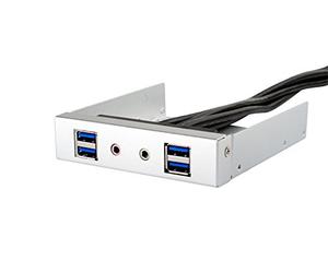 SilverStone SST-FP32S-E - USB 3.0 4-Ports 3.5 Inch alu. Front Panel USB Hub with 1 HD Audio Output Port, silver