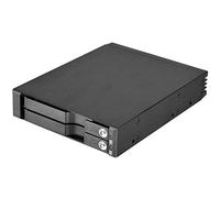 SilverStone SST-FS202B - Aluminium Trayless Hot Swap Mobile Rack Backplane / Internal Hard Drive Enclosure for 2x 2.5 Inch SAS/SATA HDD or SSD, fit in any 3.5 Inch Drive Bay, with Lock, black
