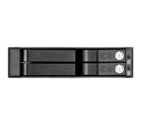SilverStone SST-FS202B - Aluminium Trayless Hot Swap Mobile Rack Backplane / Internal Hard Drive Enclosure for 2x 2.5 Inch SAS/SATA HDD or SSD, fit in any 3.5 Inch Drive Bay, with Lock, black