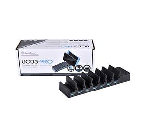SilverStone SST-UC03B-PRO - USB Charging Station, 7Port Multiple Device Charging Dock Desk Organizer Detachable Charge Station, 36W 2.4A, Universal Fit