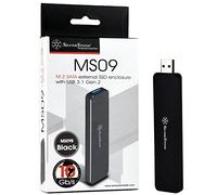 SilverStone Technology M.2 SATA SSD to USB 3.1 Gen 2 Enclosure with Retractable Aluminum USB Type-A Housing in Black MS09B