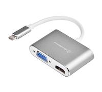 SilverStone Technology USB Type-C to VGA and HDMI Adapter, HDMI Supports 4Kx2K@30Hz, VGA Support 1920x1200@120Hz, Dual Screen Display simultaneously,Charcoal