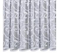Silverthorn SOFT FURNISHINGS Connor - A Modern Swirl Effect Combined with Leaves Net Curtain - Sold by The Metre. (122cm Drop / 48 inch Drop)