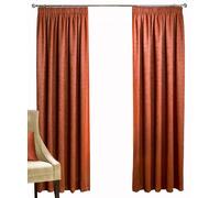 Silverthorn SOFT FURNISHINGS - GEM - A Woven Thermal Light BLOCKOUT Curtain - with an Embossed Textured Design - 75mm Tape Top - Pencil Pleat. (Orange, 168 x 137cm / 66”x 54”)