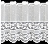Silverthorn SOFT FURNISHINGS - Matilda CAFÉ NET - A Beautiful Lace Café Net with Scalloped Base - Sold by The Metre. (60cm Drop / 24 inch Drop)