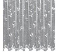 Silverthorn SOFT FURNISHINGS - PAPILON - A Delicate Lace with a Butterfly Design Net Curtain Complete with a Scalloped Base. Sold by The Metre. (137cm Drop / 54 inch Drop)