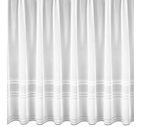 Silverthorn SOFT FURNISHINGS - TRENT - A Fresh Modern Horizontal Striped Net Curtain with a Straight Base. Sold by the Metre (102cm Drop / 40 inch Drop)