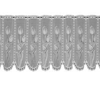 Silverthorn SOFT FURNISHINGS - Tulip White Cafe NET - Jacquard LACE- ‘Sold by The METRE’ (45cm Drop / 18 inch Drop)