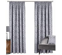 Silverthorn SOFT FURNISHINGS - WOKINGHAM Curtain - Damask Jacquard - Tape TOP - Fantastic Value (Grey, 229 x 229cm / 90”x 90”)