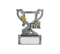 SilverTrophy: 2nd Place Silver & Gold Star Trophy - Mini Cup Prize Award for a Second Hero, Second Place, Silver Medal, Number 2, Ornament, Kids Gift, Affordable Figurine