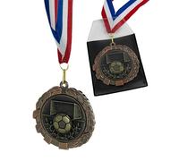 SilverTrophy: 70mm Football Metal Medal & Ribbon with Sleeve, Winners, Champions, Man of the Match, Players' Player, Soccer Team, Kids Party, Prize, Competition