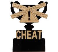 SilverTrophy: Cheat Trophy Mini Cup, Funny Joke Gag Gift, Loser Award, Warning, Bandit, Pub Quiz, Office Party, Game Prize, Stag Do, Cheating Punish Present, Black & Gold 8cm Customisable Personalise