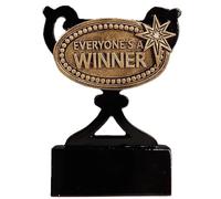SilverTrophy: Everyone's A Winner Mini Cup, Inclusive Award, Participation Trophy, Pub Game Night, Well Done, Kids Prize, School Sports Club, Funny Present, Black & Gold 8cm, Custom Personalise Gift