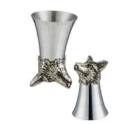 SilverTrophy: Fox Head Stirrup Cup - 18/8 Stainless Steel Drinkware, Perfect for Engraving, 175ml Hunting Equestrian Cup, Gift for Port, Sherry or Whisky, Horse Rider, Foxhunt, Drinking Vessel Present
