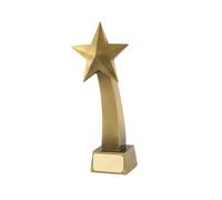 SilverTrophy: Gold Shooting Star Trophy Cup Award - Competition Winner Champion - Celebrate Success, Corporate or School Achievement, Victory, Resin, Engraving Plate Included, (26cm tall)