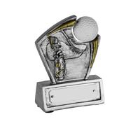 SilverTrophy: Golf Ball Trophy Shield Award - Ideal for Championships, Winners, Longest Drive, Nearest the Pin, Competition, Golfing Events & Presentations, Silver & Gold Affordable