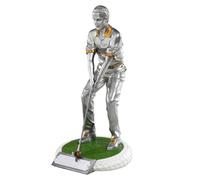 SilverTrophy: Golf Trophy Award, Winner, Male Golfer, Longest Drive, Nearest The Pin, Golf Clubs, Stag Do's, Corporate Golf Days, 3D Handpainted Prize Gift, Engraving Plate Silver & Gold, 23cm