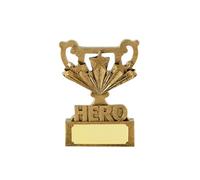 SilverTrophy: Hero Trophy - Gold Star Award, You're a Hero, Congratulations, Superhero, Lifesaver, Well Done, Employee Recognition, Schools, Winner, Champion Gold Mini Trophy Gift Engraving Plate
