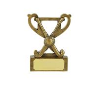 SilverTrophy: Hockey Mini Cup Trophy Award - Ideal for Tournaments, Competitions, Schools, Field Hockey Events, Kids Party Prize, Hockey Achievement Gift, Hockey Stick & Ball, Female & Male.