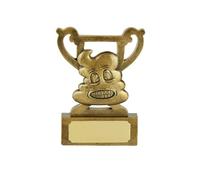SilverTrophy: Loser Poo Rubbish Funny Humorous Hand Gesture Emoji Mini Cup Trophy Award, Gold, Last Place, Failure, Worst, Ornament, Affordable Figurine Prize Gift Kids Schools