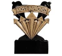 SilverTrophy: Most Improved Trophy Mini Cup, Well Done Gift, Achievement Prize, Recognition Award, School, Kids, Sports, Clubs, Employee Reward, Black & Gold 8cm, Customisable Personalise Present